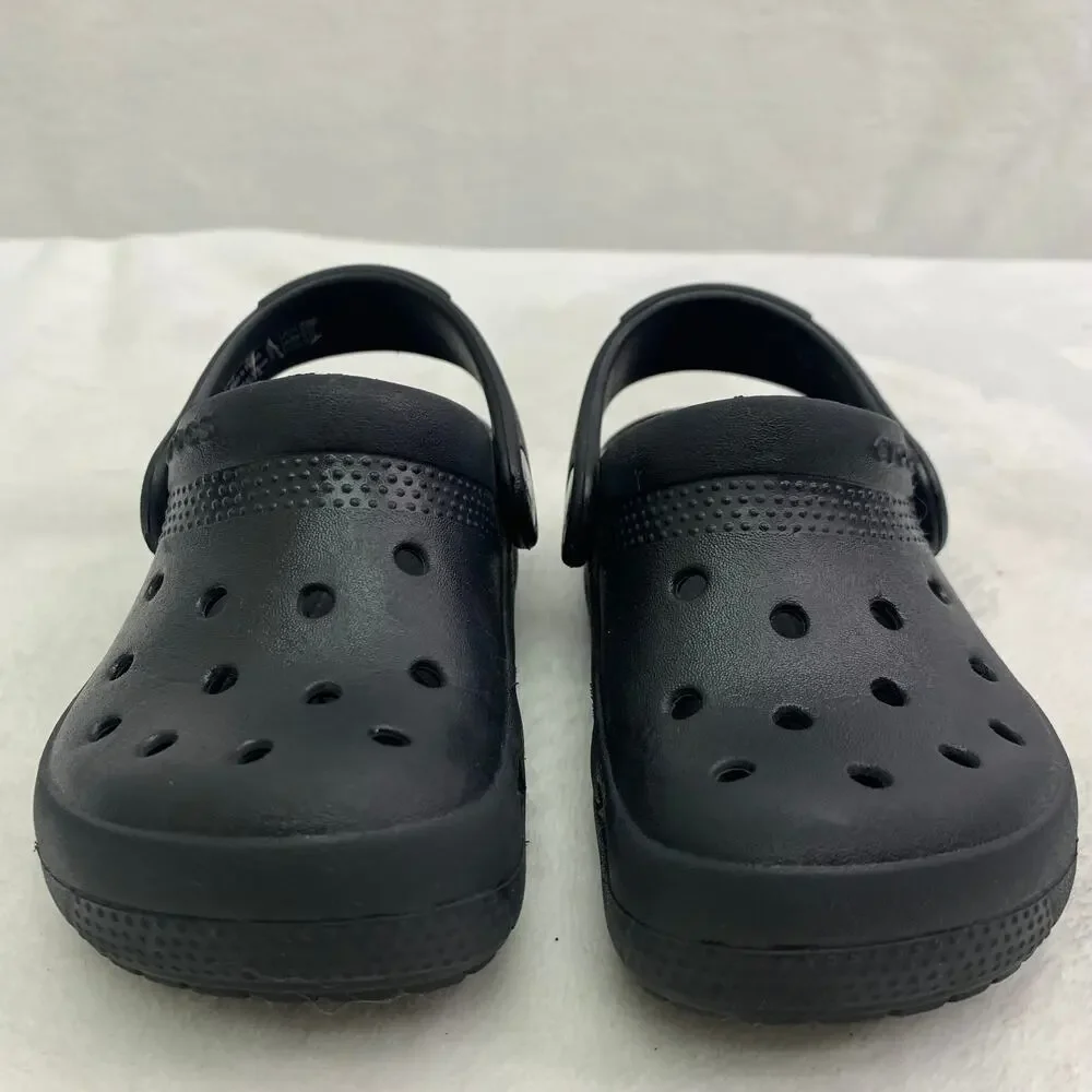 Crocs Childrens Sz 7 Black Clogs Water Rubber Shoes Casual Beach Outdoors